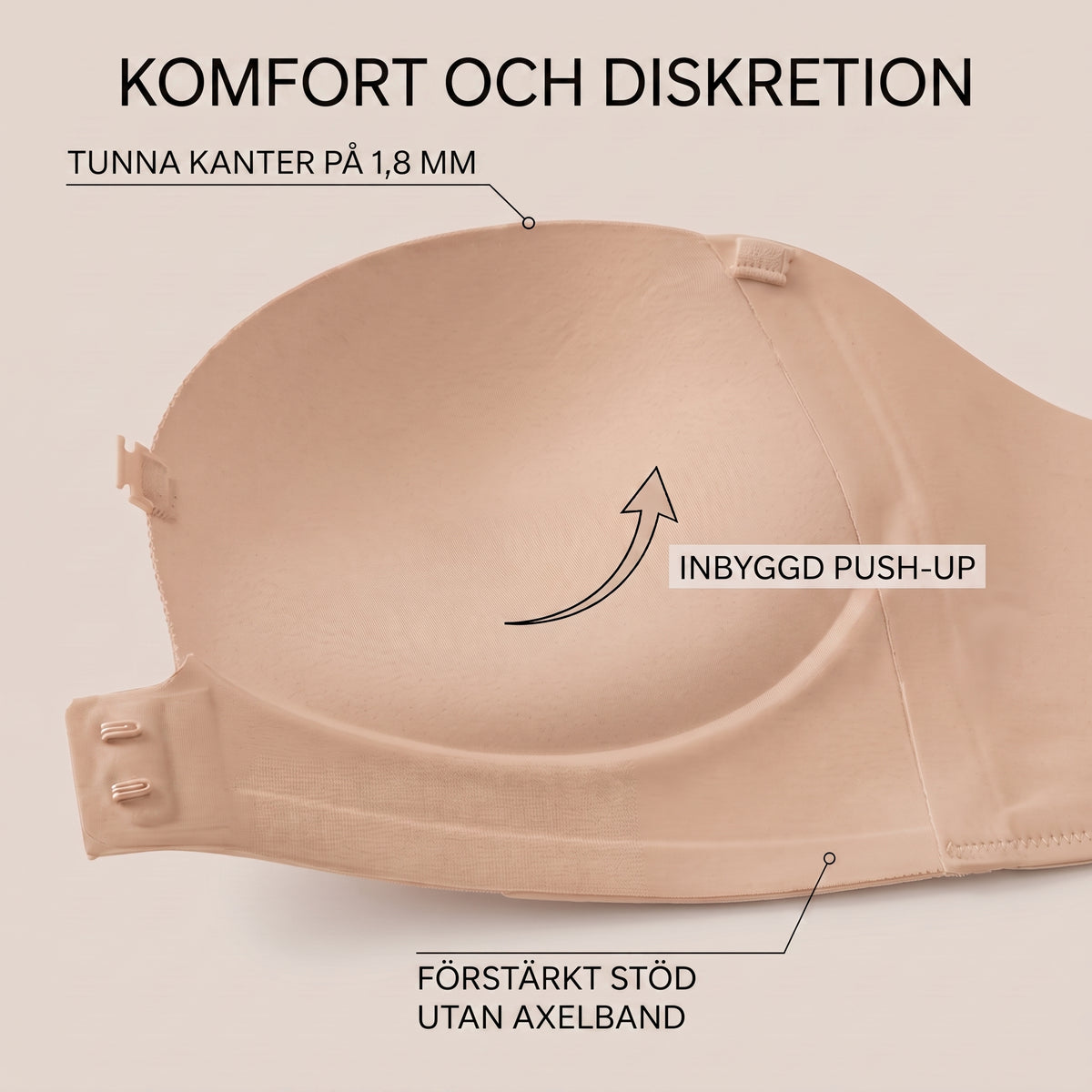 AXELBANDSLÖS PUSH-UP BH MED KNÄPPNING FRAMTILL NELYORE